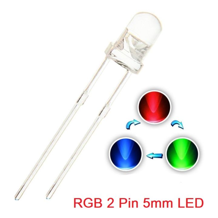 30pcs 5mm RGB Multicolor Fast Flashing Transparent Water Clear 2 Pin Led Light