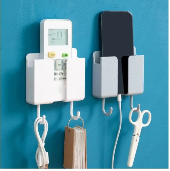 Wall-mounted%20mobile%20phone%20remote%20control%20storage%20box%20plug%20charging%20wall%20bracket%20with%20household%20hook%20organize%20accessories%20-%20Image%206