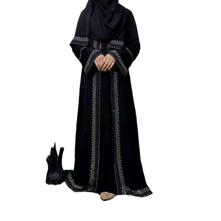 Stone Adjust Koti Party Borka -Dubai Cherry Georgette Kapor -With hijab