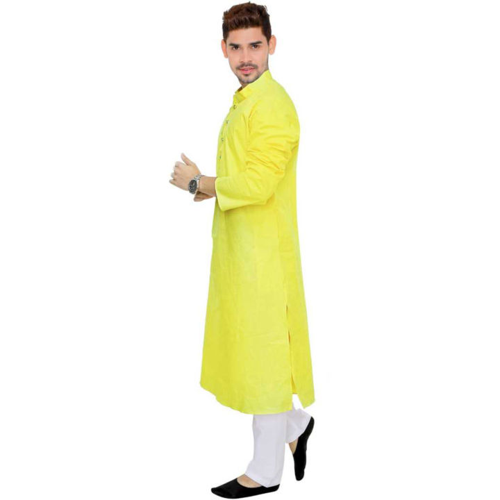 Cotton%20Panjabi%20for%20Man%20-%20Yellow%20-%20Image%203