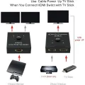 【VisioN Shop】HDMI Splitter, HDMI Bidirectional 2 Input to 1 Output in to 2 Out, 1080P Passthrough HDMI Switcher. 