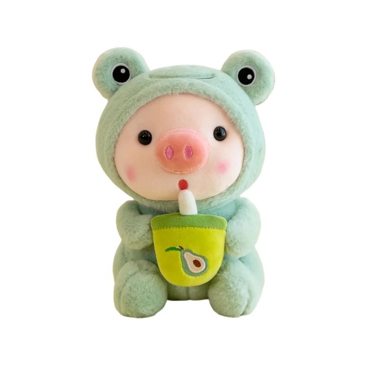 Cartoon Animal Transformation Milk Tea Pig Plush Toy Little Frog Doll