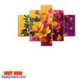 5Pcs In 1 Set Color Full Flower Design Wall Canvas (Design Code#0004). 
