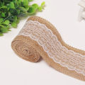 Yfashion Jute Cloth Roll with White Lace Craft for e Decoration Packaging 2M/Roll. 