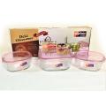 Aglaia Oven Proof Deli Glassware 3 Piece Bowls With Lid Set.