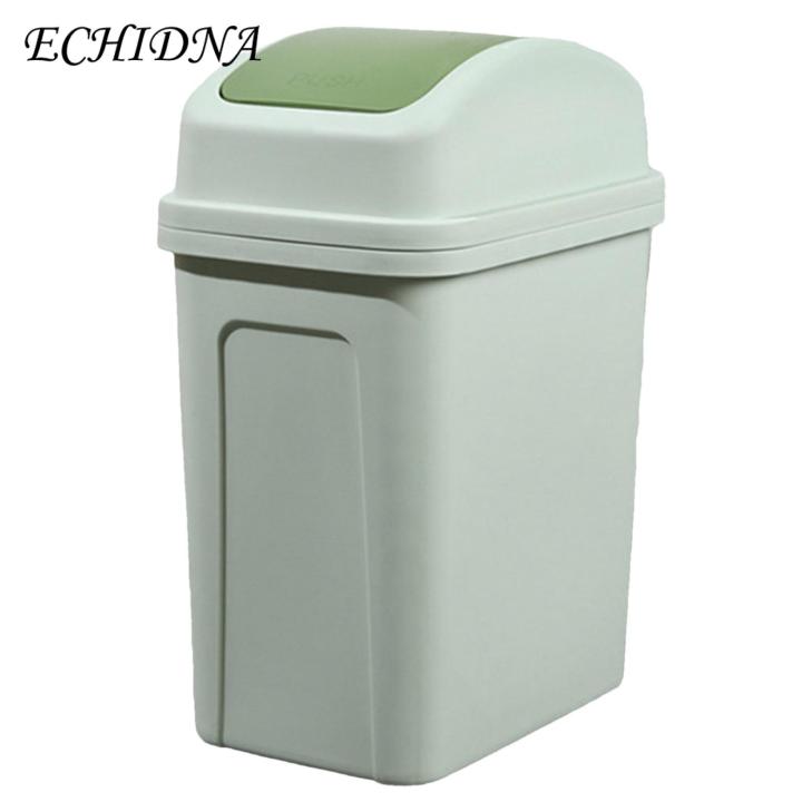 Swinging Lid Rubbish Holder Large Capacity Swing Cover Garbage for Home Kitchen Bathroom Office Durable Press Type Trash Bin with Lid Garbage with Swing Lid
