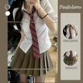 Preppy Style Korean Style Slim Fit Waist Trimming Shirt Top Women's Spring and Autumn Pleated Skirt Short Skirt Two-Piece Suit Fashion.