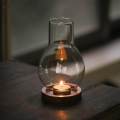 Candle Holder Lantern Lampshade Glass Lamp Shade with Wood Base for Garden.