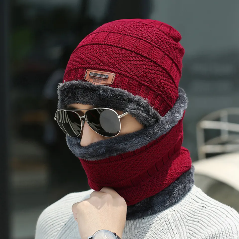 Sunnyheart Knit Hat Scarf Gloves Men s Winter Hat Scarf Gloves Set Warm Knitted Windproof Outdoor Cycling Cap Neck Warmer 3 Pcs set Comfy Winter Hat Scarf Gloves Daraz .bd