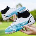 Zhenzu Soccer Shoes Boys and Girls High-TopTFBroken Nail Green Training Lawn Football Sports Shoes Students Training Primary School Teenagers. 