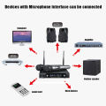 UHF Professional Dual Wireless Microphone System Kits 2 Channel Cordless Handheld Mic 110-240V + Receiver Kareoke KTV Home Party Supplies Speakers.