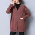 Autumn Winter Long All-match Fashion Women Sweater Coat Pockets Button Long Sleeve V-Neck Warm Loose Solid Casual Knit Cardigans. 