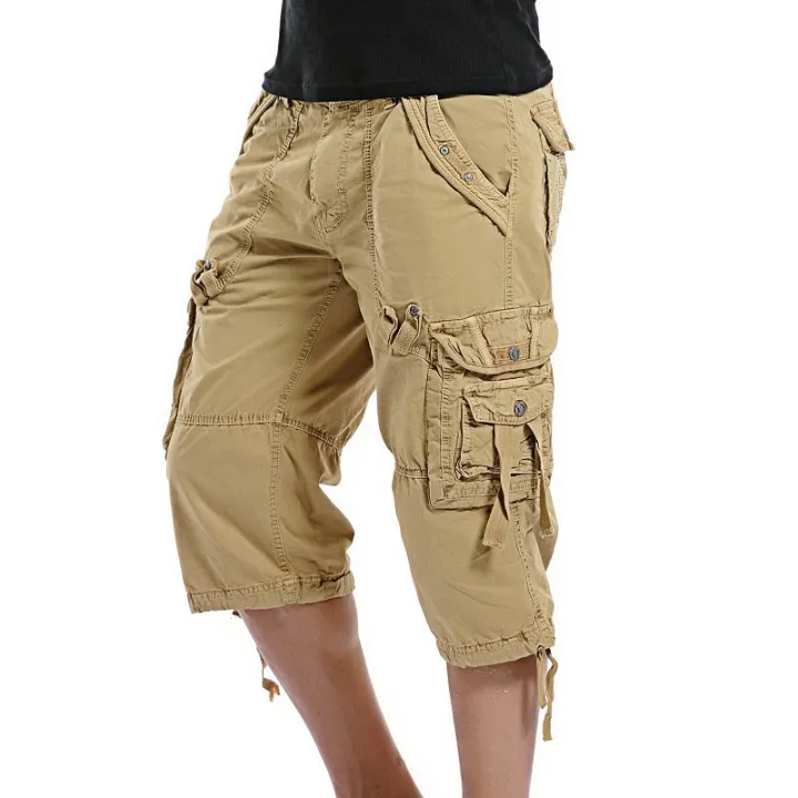 Dropsping%20Summer%20New%20Calf-Length%20Cargo%20Pants%20Men%20Cotton%20Casual%20Outdoor%20Trousers%20ckets%20Solid%20%20Casual%20Pants%20For%20Man%20-%20Image%203
