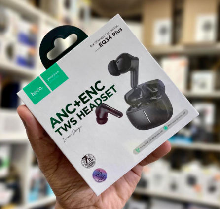 Hoco EQ34 Plus TWS Earbuds – Active Noise Cancelling (ANC+ENC) – App Control – Bluetooth 5.4