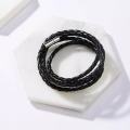 Classic Mens Jewellery Black Braided Leather Handmade Bracelet Men Stainless Steel Clasps Bracelets. 