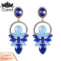 Carat Stud Earrings Shining Multicolor Rhinestones Leaves Lady Drop Earrings. 