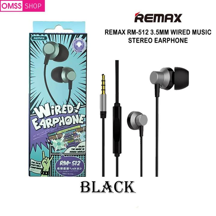 Original Remax RM-512 3.5 mm Wired Heavy Bass Music Earphone Black ...