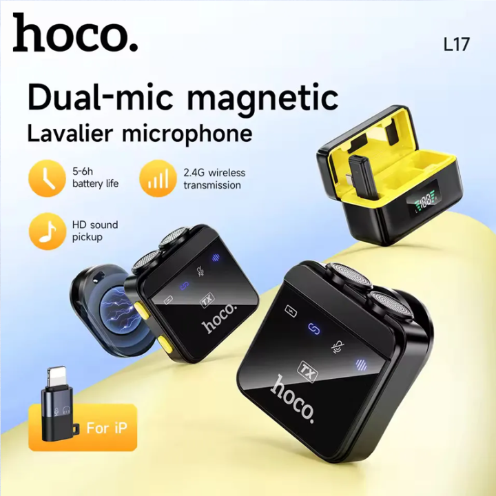 Hoco%20L17%20wireless%20digital%20microphone%20dual%20magnetic%20lapel%20microphone%20(iP/Type-C)%20-%20Image%207