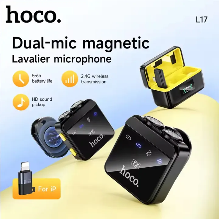 Hoco%20L17%20wireless%20digital%20microphone%20dual%20magnetic%20lapel%20microphone%20(iP/Type-C)%20-%20Image%207
