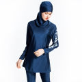 Slim Modest Muslim Swim Wear Burkini for Women Full Cover Solid Color White Flowers on One Sleeve Islamic Swimsuit with Hijab. 