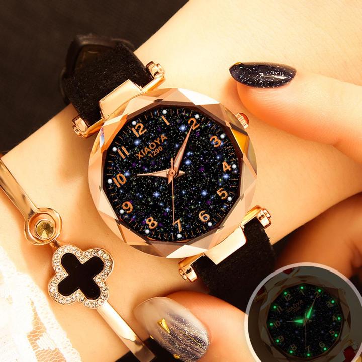 Luxury Brand Starry Sky Watch Women's Watches Personality Romantic Luminous Fashion Starry Sky Wrist Watch Leather Rhinestone Designer brand new and high quality