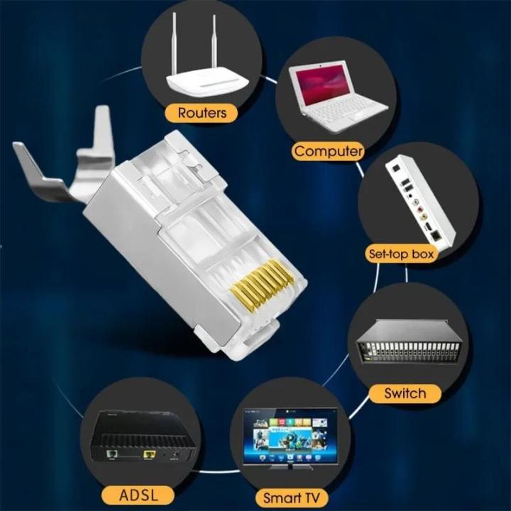 CAT6%20CAT7%20CAT5%20RJ45%20Shielded%20Connectors%20Pass%20Through%20Modular%20Plug%20Network%20UTP%2050%CE%BC%20Gold-Plated%208P8C%20Crimp%20End%20for%20Ethernet%20Cable%20-%20Image%205