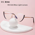 OQ BOGA 6 Colors Unisex Anti Blue Light Screen Radiation Computer Glasses Women Men Eye Protection Fashion Metal Cat Eye Frame Eyewear. 