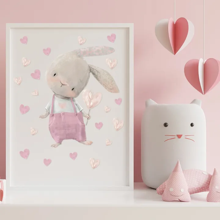 60%C3%9740Cm%20Cute%20Pink%20Rabbit%20Love%20Balloon%20Wall%20Stickers%20Poster%20Art%20Car%20Decal%20Kids%20Room%20Decoration%20Favors%20Wallpaper%201Pcs%20-%20Image%203