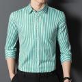 Men's Stretch Striped Shirt Long Sleeve Non Iron Button Up Stripe Business Formal Shirt Regular Fit Stylish Dress Shirts for Men. 