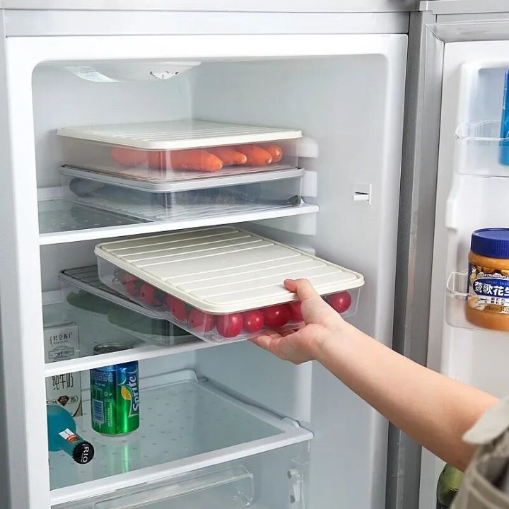 Refrigerator Food Storage Box Japanese-style Square Plastic Single-layer Sealed Large Transparent Classification Storage Boxes