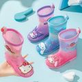 Hello Kittys Child Rain Boots Sanrioed Girl Rain Boots Anime Cinnamoroll Kuromi Water Proof Anti-Slip Kawaii Rain Glue Boots.