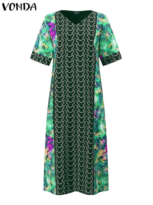 Elegant%20Party%20Maxi%20Long%20Dress%202024%20VONDA%20Women%20Summer%20Dress%203/4%20Sleeve%20Vintage%20Printed%20Sundress%20Casual%20Kaftan%20Vestido%20House%20Foocus%20-%20Image%204
