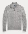 Ralph Lauren Cable-Knit Cotton Quarter-Zip Sweater โ Grey.