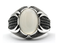 Stylish Black White Stone Ring for man Turkish ring for man fashion.