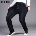 Men Extra Large Size 32-50 Stretch Waist High Elastic Jeans Designer Drawstring Straight Denim Pants Mens Casual Plus Size 7XL.