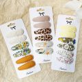 6Pcs/Set Basic Snap Baby Hair Drop Clip Cotton Flower Leopard Print Bobby Hairpin Lace Sweet Summer Plain Striped Headwear.