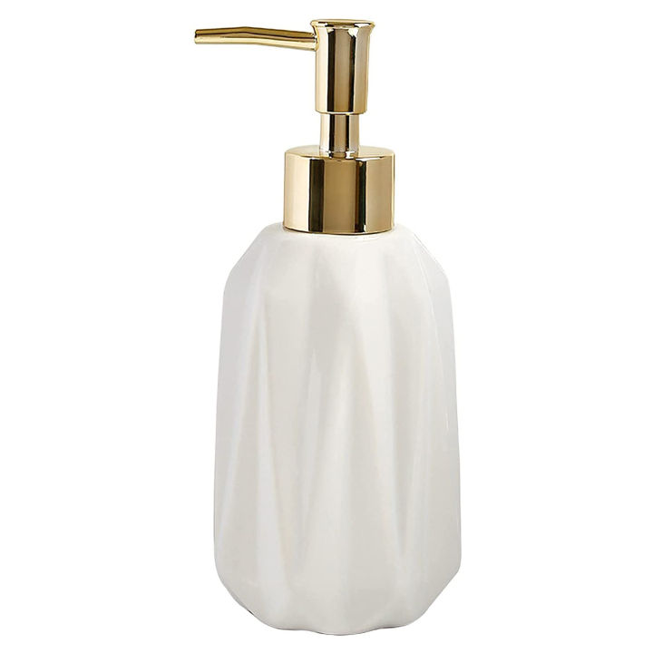 10 Oz Hand Soap Dispenser with Pump and Lotion for Bathroom (White)