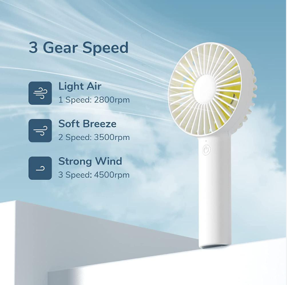 JISULIFE Fa20X Handheld Portable Hand Held Fan 4000mAh