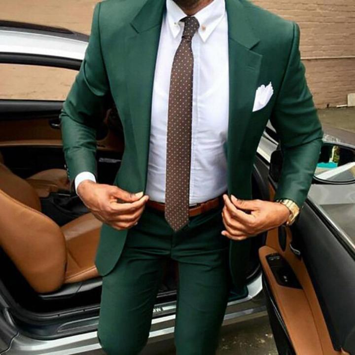 2022 City Casual Gentleman Dark Green Wedding Groom Men