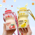 Box Bottle for Child Kawaii Milk A Free Portable Love Matte Plastic 480ml Can Fruit Water Bottle BP Leak Proof Yakult Polymorphic Kids Girl.