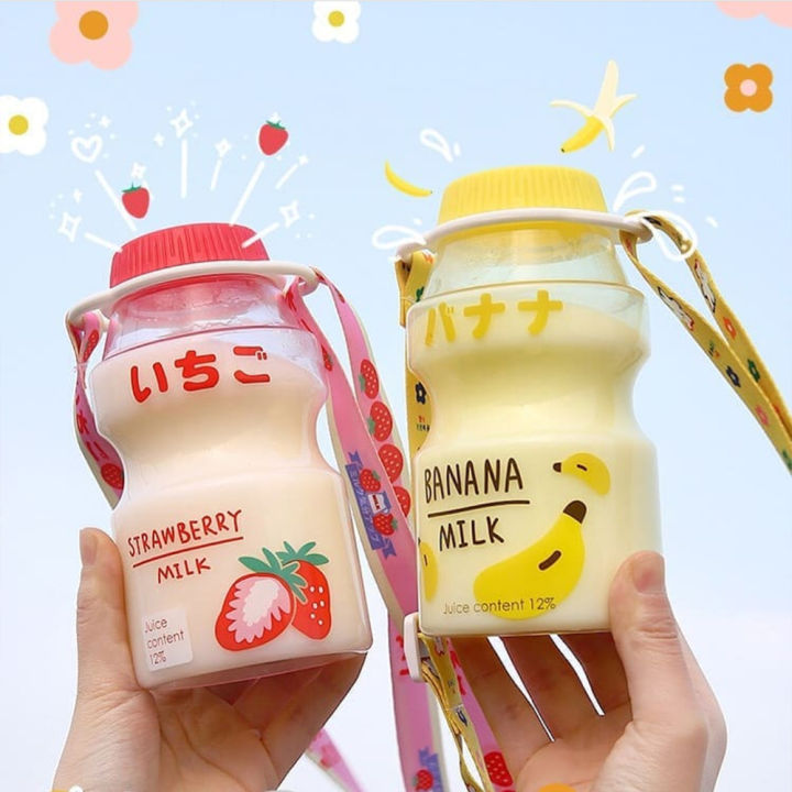 Box Bottle for Child Kawaii Milk A Free Portable Love Matte Plastic 480ml Can Fruit Water Bottle BP Leak Proof Yakult Polymorphic Kids Girl
