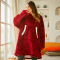 Winter Sherpa Oversized Hoodie Women Men Checkered Sweatshirt Fleece Hooded Blanket With Sleeves Pocket Wearable Blanket. 