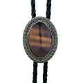 Cross border spot agate gemstone bolo tie United States tie shirt chain bolo collar cord leather rope necklace. 