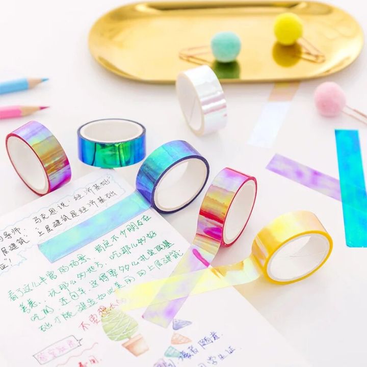 Colorful%20Shining%20Rainbow%20laser%20Decorative%20Adhesive%20Tape%20Masking%20Tape%20DIY%20Scrapbooking%20Sticker%20Label%20japanese%20stationery%20-%20Image%202