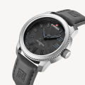 NAVIFORCE NF9202 Gray PU Leather Analog Watch For Men - Silver & Gray.