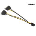 【DNPJ 7 Inch 6 Pin PCI to Dual SATA 15 Pin Express Card Power Cable Connector Cord.