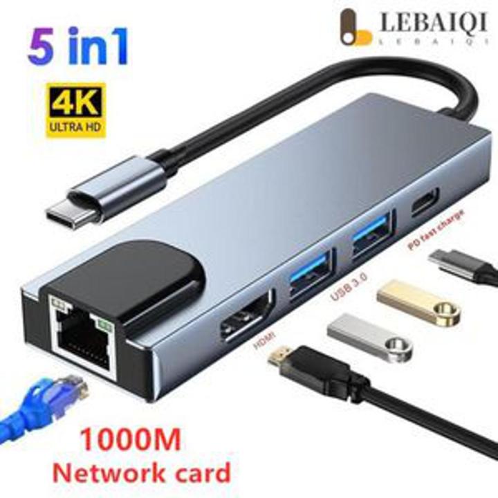 5 1 USB Type C Hub Hdmi 4K USB 3.0 PD Fast Charge Hub to Ethernet Rj45 Lan