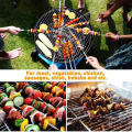 38cm Length Barbecue Stick Easy To Use Stainless Steel Flat Skewers Stick Rust-Resistant Metal Kebab Stick for Outdoor.