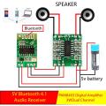 Pack of 2pcs- 5v Bluetooth Stereo audio receiver and Mini Digital Power Amplifier Drive Board 3W +3W circuit Board.