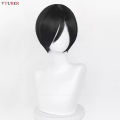 Anime Ada Wong Cosplay Wig Ada Wong Wigs 32cm Short Black Heat Resistant Synthetic Hair Woman Party Role Play Wigs + Wig Cap. 